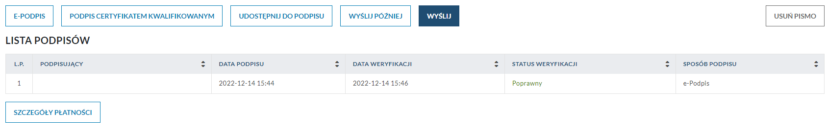 Lista podpisów pod wnioskiem