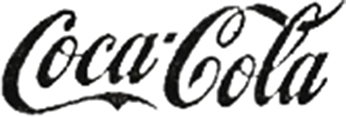 Czarny napis Coca-Cola na białym tle zapisany małymi literami z wielkimi pierwszymi literami C w słowach Coca oraz Cola oddzielonych myślnikiem