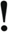 Czarny pogrubiony wykrzyknik z zaokrąglonymi brzegami na białym tle