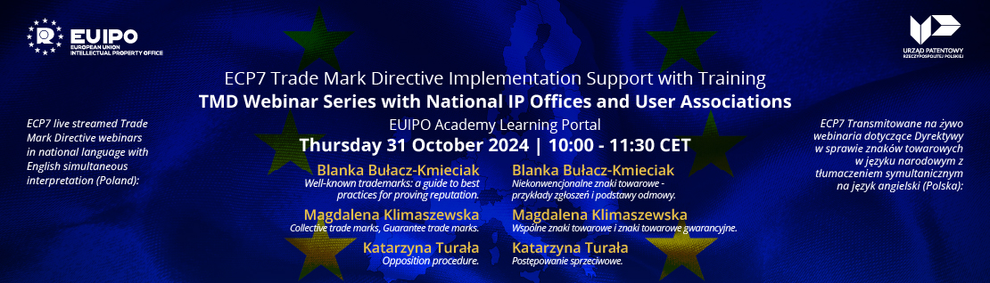 Baner przedstawiający webinarium na temat Dyrektywy w sprawie znaków towarowych