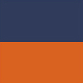 Kwadrat podzielony poziomo na dwa równe prostokąty w kolorze niebieskim i pomarańczowym