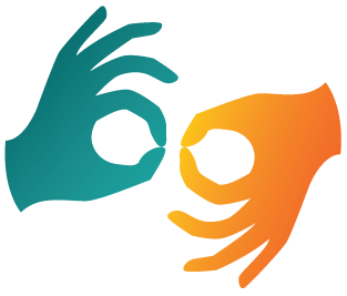 Symbol rąk pozwalający połączyć się z tłumaczem języka migowego