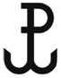 Znak Polski Walczącej czyli litera P zakończona kotwicą w kolorze czarnym
