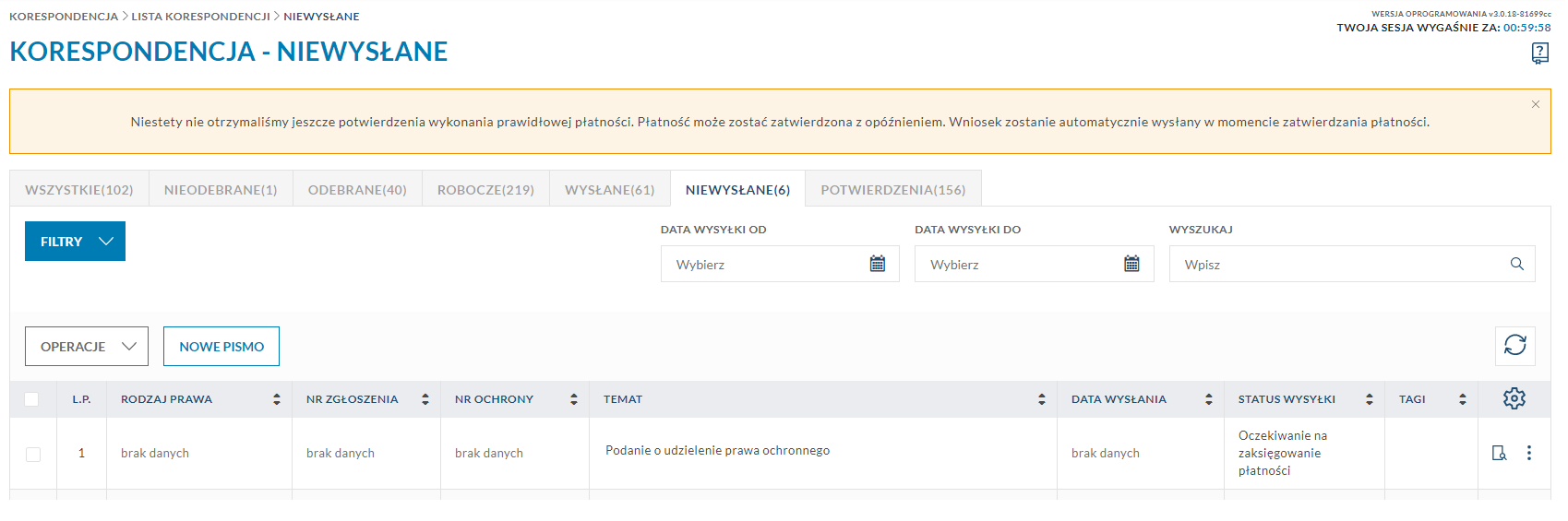 Oczekiwanie na płatność