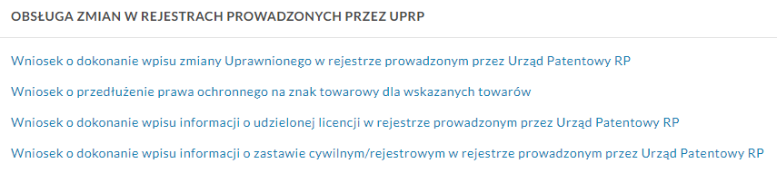 Sekcja obsługa zmian w rejestrach