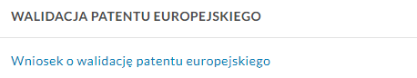 Sekcja walidacji patentu europejskiego